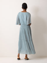 Chiffon Gathered Dress | Blue