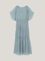 Chiffon Gathered Dress | Blue