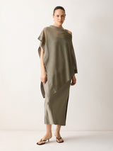 Heavy Satin Slip Dress | Khaki