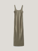 Heavy Satin Slip Dress | Khaki