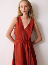 Linen Tie Dress | Orange