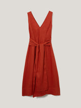 Linen Tie Dress | Orange