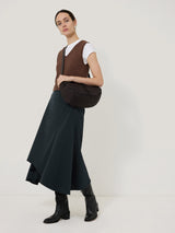 Cotton Seam Detail Skirt | Navy