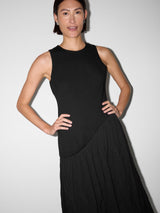 Scuba Cotton Textured Dress | Black