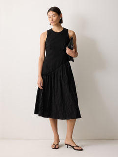 Scuba Cotton Textured Dress | Black