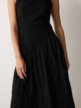 Scuba Cotton Textured Dress | Black