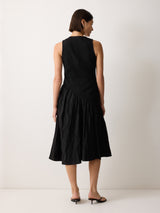 Scuba Cotton Textured Dress | Black