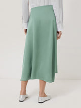 Satin Crepe Waist Detail Skirt | Green