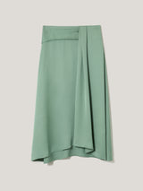 Satin Crepe Waist Detail Skirt | Green