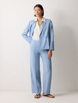 Irish Linen Palazzo Trouser | Blue