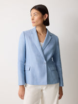 Maree Irish Linen Short Blazer | Blue