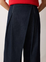 Denim Wrap Front Trouser | Indigo