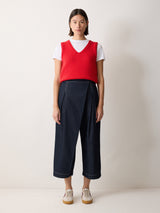 Denim Wrap Front Trouser | Indigo