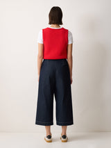 Denim Wrap Front Trouser | Indigo