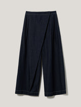 Denim Wrap Front Trouser | Indigo
