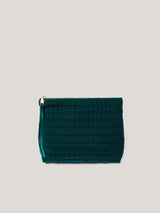 Velvet Quilted Washbag | Green