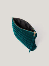 Velvet Quilted Washbag | Green