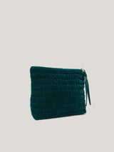 Velvet Quilted Washbag | Green
