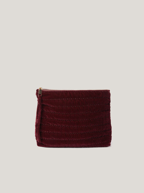 Velvet Quilted Washbag | Burgundy