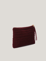 Velvet Quilted Washbag | Burgundy