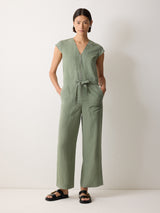 Linen Lyocell Jumpsuit | Green