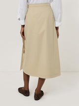 Cotton Mix Wrap Front Skirt | Neutral