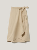 Cotton Mix Wrap Front Skirt | Neutral
