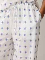 Embroidered Cotton Pyjama Set | White