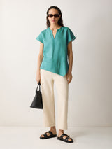 Linen Relaxed Top | Blue