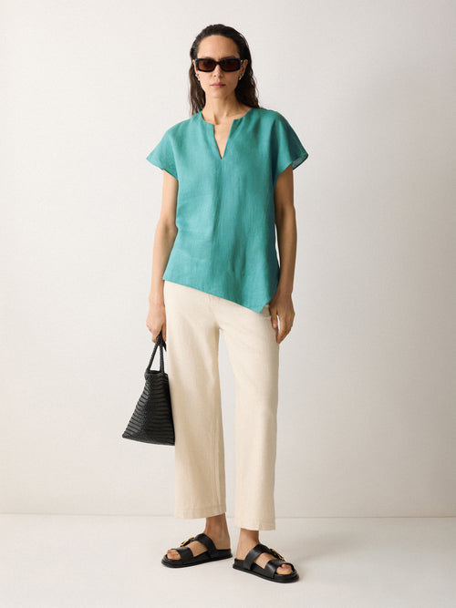 Linen Relaxed Top | Blue