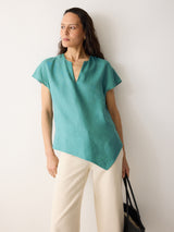 Linen Relaxed Top | Blue