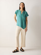 Linen Relaxed Top | Blue