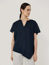 Linen Relaxed Top | Navy