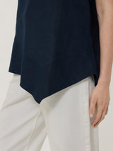 Linen Relaxed Top | Navy