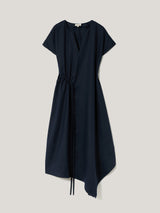 Linen Channel Midi Dress | Navy