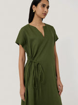 Linen Channel Midi Dress | Green