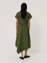 Linen Channel Midi Dress | Green