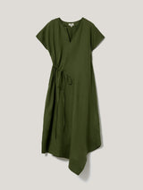 Linen Channel Midi Dress | Green