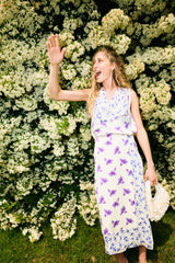 Lily Silk Trim Layered Skirt | Purple