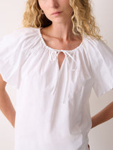 Cotton Puff Sleeve Top | White
