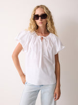 Cotton Puff Sleeve Top | White