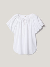 Cotton Puff Sleeve Top | White