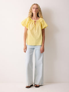 Cotton Puff Sleeve Top | Yellow