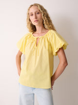 Cotton Puff Sleeve Top | Yellow