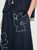 Cut Out Embroidery Trouser | Navy