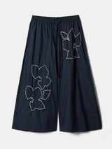 Cut Out Embroidery Trouser | Navy