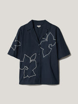 Cut Out Embroidery Shirt | Navy