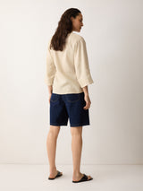 Linen Wrap Front Top | Beige