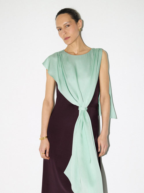 Draped Tie Detail Dress | Oxblood