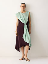 Draped Tie Detail Dress | Oxblood